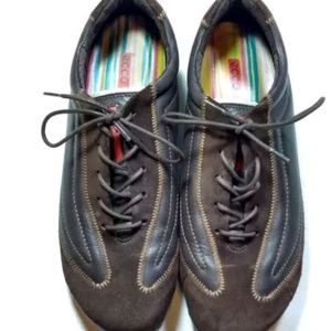 Ecco Brown Casual Sneakers Shoes Laces Tennis 9